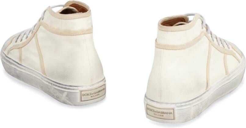 Dolce & Gabbana Mid-top Canvas Sneakers Collectie Beige Heren