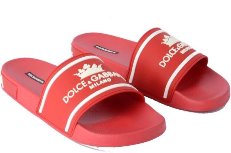 Dolce & Gabbana Milano Crown Flip Flops Platform Red Heren