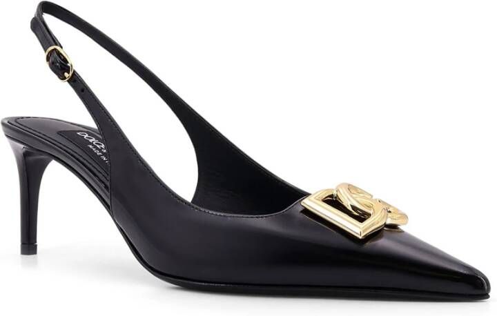 Dolce & Gabbana Monogram Leren Slingback met DG Logo Black Dames