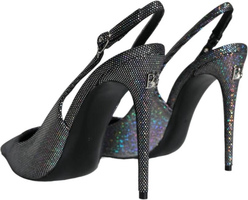 Dolce & Gabbana Multicolor Lederen Slingback Hoge Hakken Sandalen Black Dames