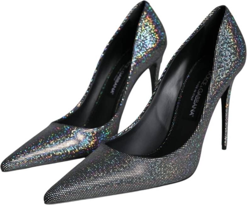 Dolce & Gabbana Multicolor Leren Stiletto Pumps met Logo Black Dames