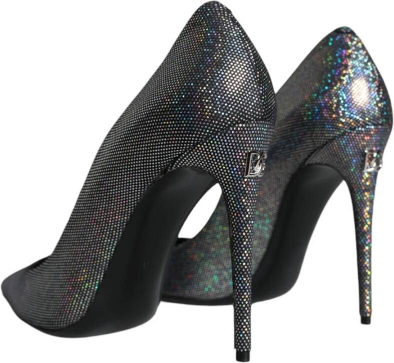 Dolce & Gabbana Multicolor Leren Stiletto Pumps met Logo Black Dames