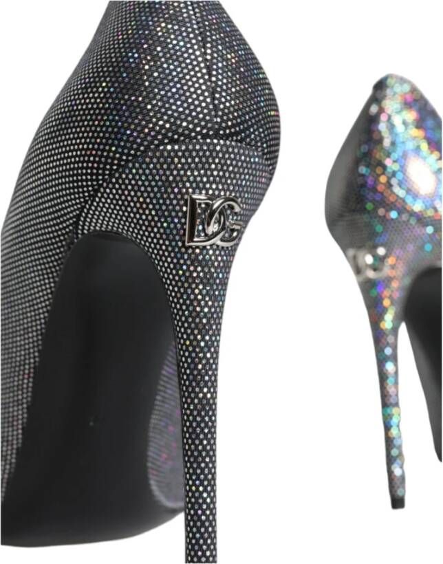 Dolce & Gabbana Multicolor Leren Stiletto Pumps met Logo Black Dames