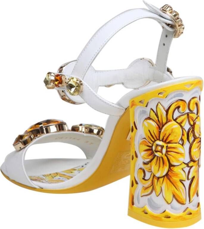 Dolce & Gabbana Multicolor Steen Sandaal met Juweelband White Dames