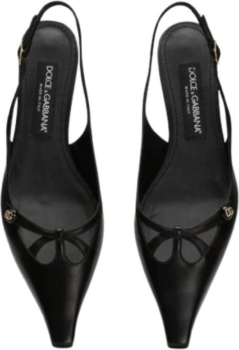 Dolce & Gabbana Nappa Silk Slingback Pumps Black Dames