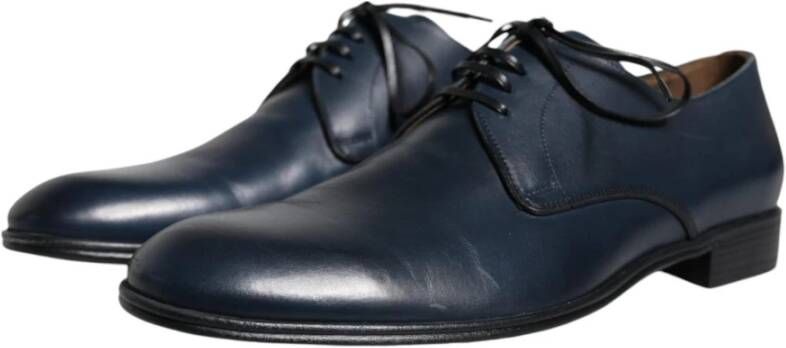 Dolce & Gabbana Navy Blauwe Leren Derby Schoenen Blue Heren