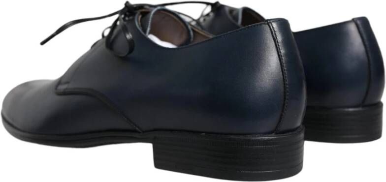 Dolce & Gabbana Navy Blauwe Leren Derby Schoenen Blue Heren