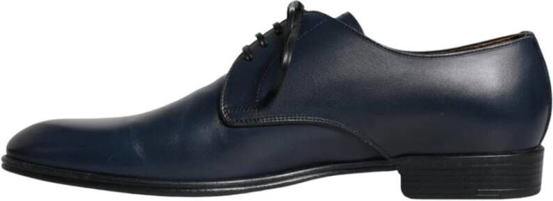 Dolce & Gabbana Navy Blauwe Leren Derby Schoenen Blue Heren