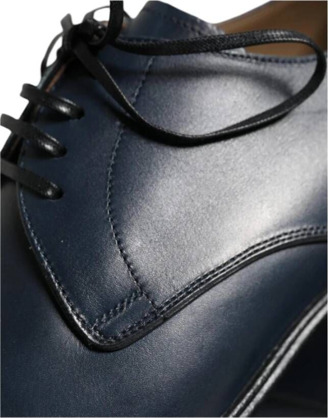 Dolce & Gabbana Navy Blauwe Leren Derby Schoenen Blue Heren