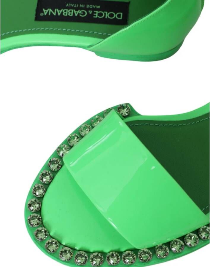 Dolce & Gabbana Neon Groene Kristal Enkelband Sandalen Green Dames