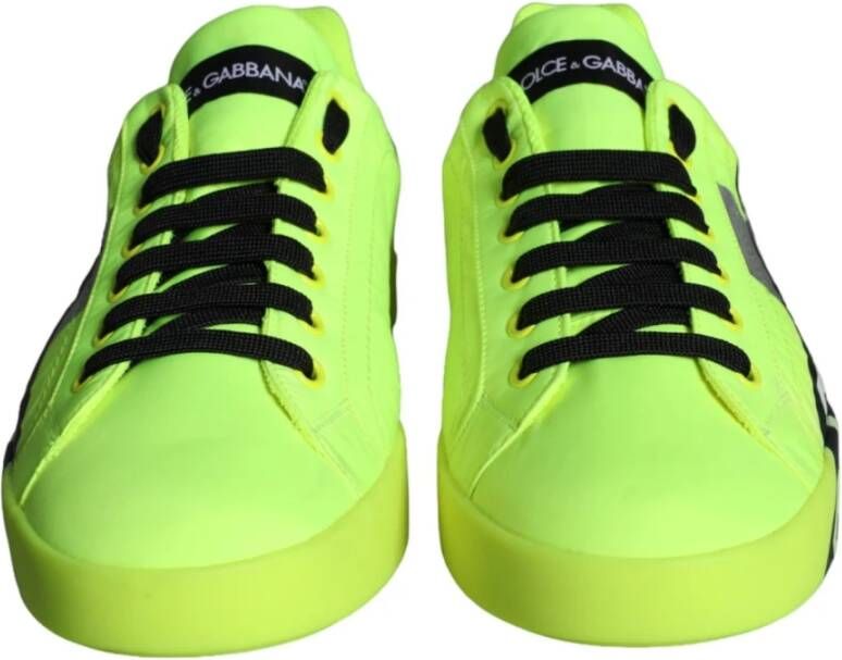 Dolce & Gabbana Neon Groene Portofino Sneakers voor Mannen Green Heren