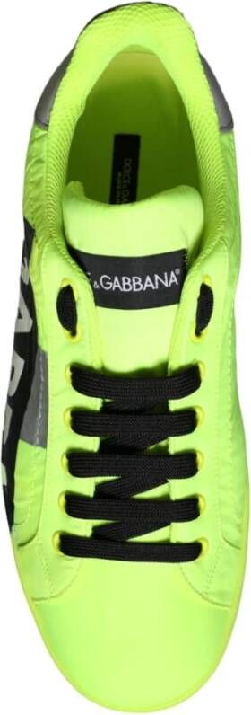 Dolce & Gabbana Neon Groene Portofino Sneakers voor Mannen Green Heren