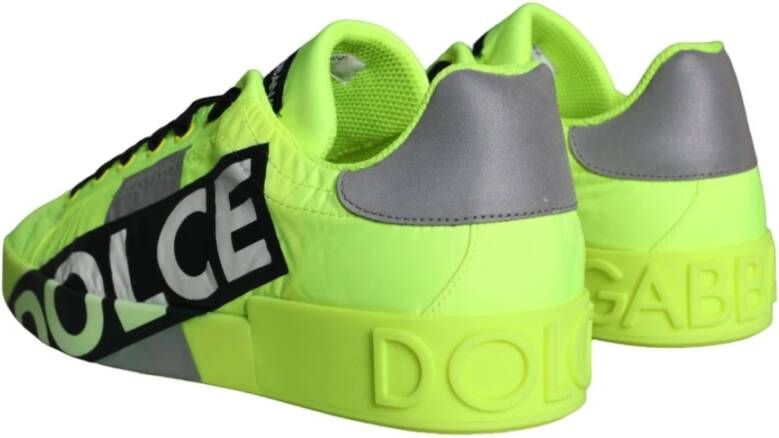 Dolce & Gabbana Neon Groene Portofino Sneakers voor Mannen Green Heren