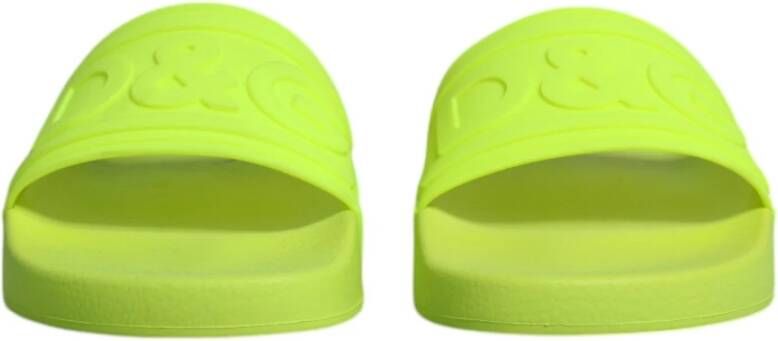 Dolce & Gabbana Neon Groene Rubberen Slippers Sandalen Green Dames