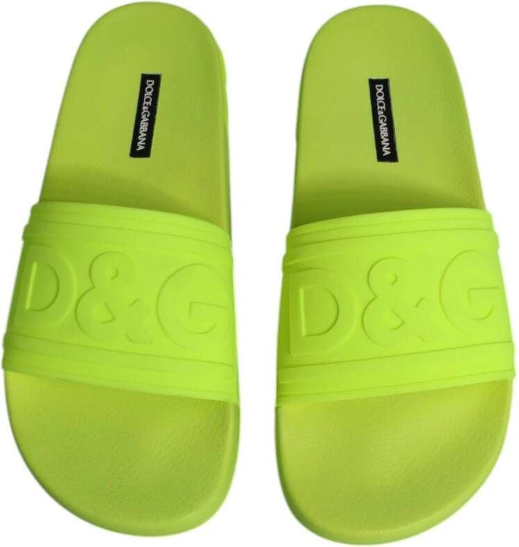 Dolce & Gabbana Neon Groene Rubberen Slippers Sandalen Green Dames