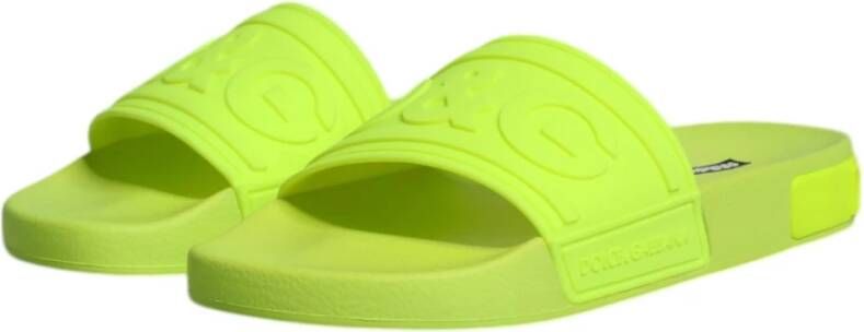 Dolce & Gabbana Neon Groene Rubberen Slippers Sandalen Green Dames