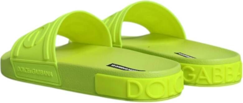 Dolce & Gabbana Neon Groene Rubberen Slippers Sandalen Green Dames