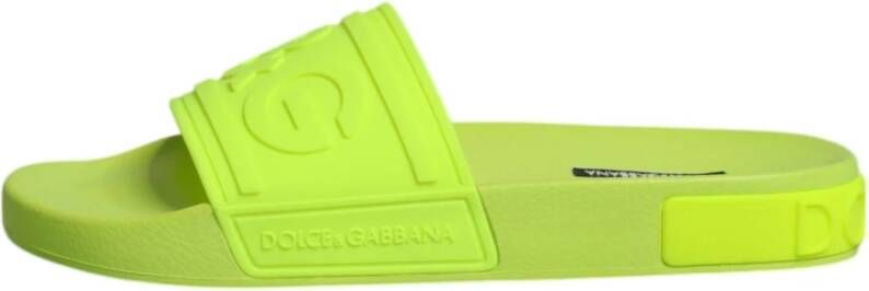 Dolce & Gabbana Neon Groene Rubberen Slippers Sandalen Green Dames