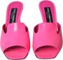 Dolce & Gabbana Neon Roze Leren Logo Hakken Sandalen Pink Dames - Thumbnail 2