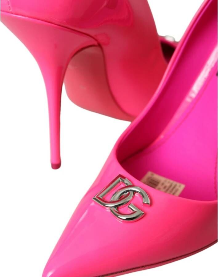 Dolce & Gabbana Neon Roze Leren Logo Pumps Pink Dames