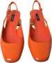 Dolce & Gabbana Logo Versierde Leren Slingback Hakken Orange Dames - Thumbnail 2