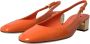 Dolce & Gabbana Logo Versierde Leren Slingback Hakken Orange Dames - Thumbnail 3