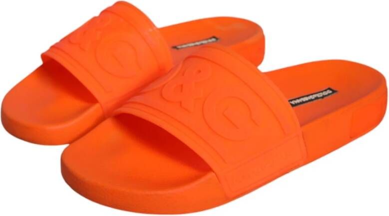 Dolce & Gabbana Oranje Logo Rubber Slippers Sandalen Orange Dames