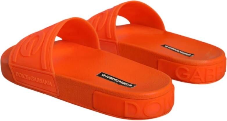 Dolce & Gabbana Oranje Logo Rubber Slippers Sandalen Orange Dames