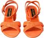 Dolce & Gabbana Oranje Pailletten Enkelband Sandalen Orange Dames - Thumbnail 2