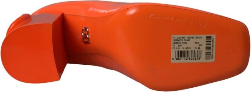 Dolce & Gabbana Oranje Patent Leren Logo Hakken Pumps Orange Dames