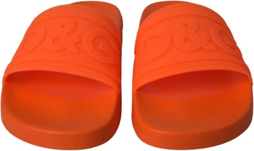 Dolce & Gabbana Oranje Rubberen Slides Sandalen Orange Heren