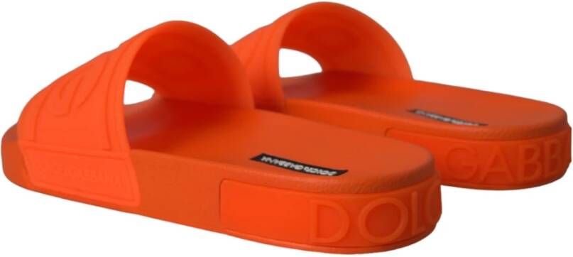 Dolce & Gabbana Oranje Rubberen Slides Sandalen Orange Heren