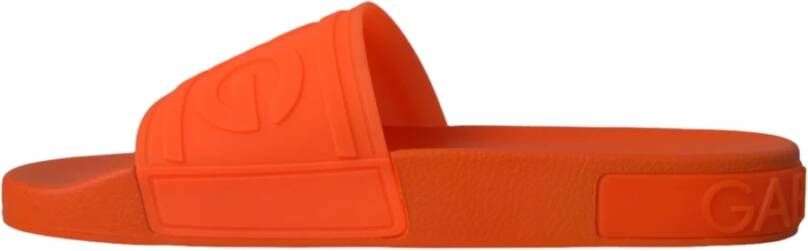 Dolce & Gabbana Oranje Rubberen Slides Sandalen Orange Heren