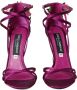 Dolce & Gabbana Paarse Bloemrijke Satijnen Hoge Hak Sandalen Purple Dames - Thumbnail 2