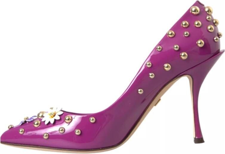 Dolce & Gabbana Paarse Lakleren Hakken met Strass Purple Dames