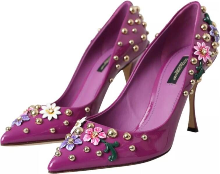 Dolce & Gabbana Paarse Lakleren Hakken met Strass Purple Dames