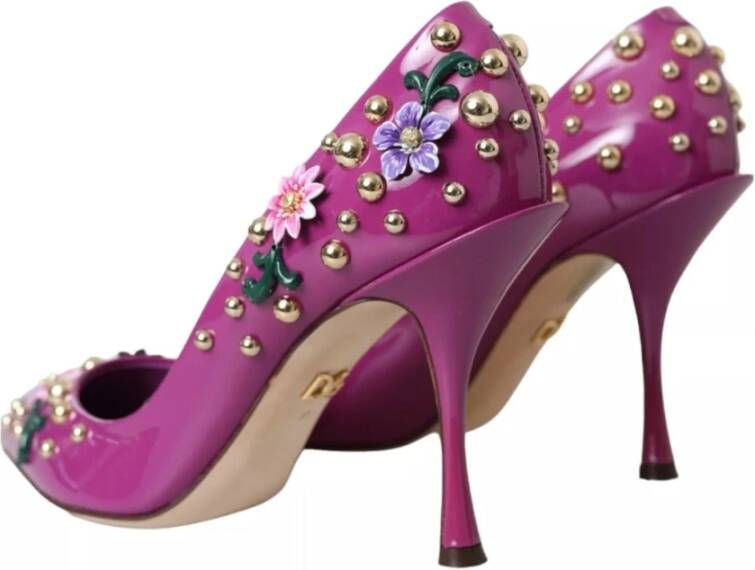 Dolce & Gabbana Paarse Lakleren Hakken met Strass Purple Dames