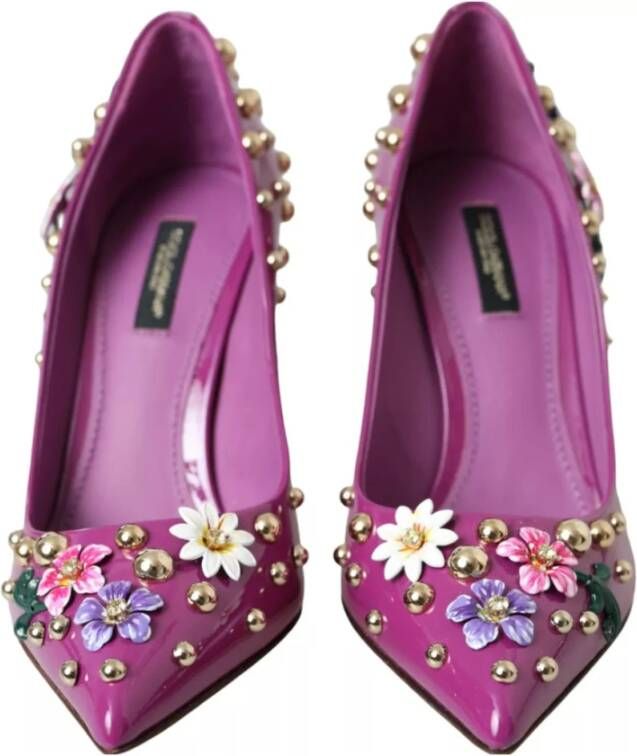 Dolce & Gabbana Paarse Lakleren Hakken met Strass Purple Dames