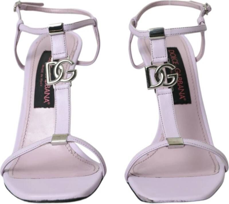 Dolce & Gabbana Paarse Leren Enkelband Hakken Sandalen Purple Dames