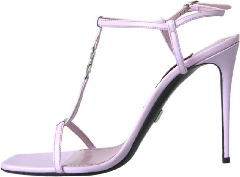 Dolce & Gabbana Paarse Leren Enkelband Hakken Sandalen Purple Dames