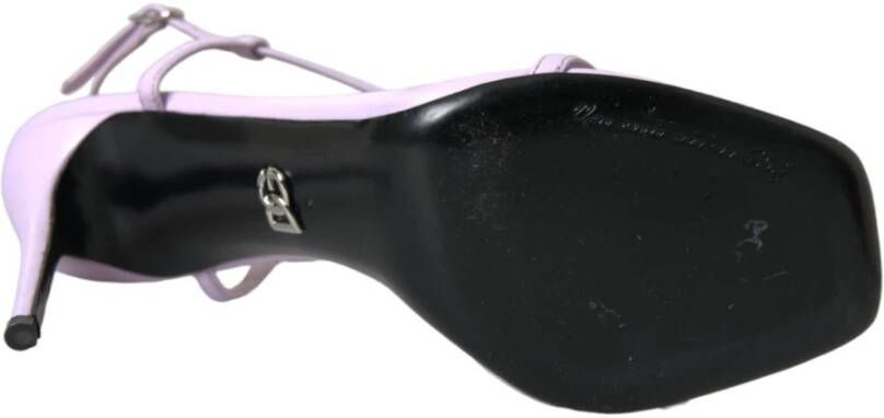 Dolce & Gabbana Paarse Leren Enkelband Hakken Sandalen Purple Dames