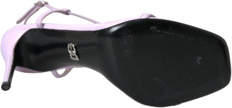 Dolce & Gabbana Paarse Leren Logo Enkelband Hakken Purple Dames