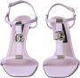 Dolce & Gabbana Paarse Leren Logo Enkelband Sandalen Purple Dames - Thumbnail 2