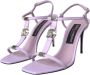 Dolce & Gabbana Paarse Leren Logo Enkelband Sandalen Purple Dames - Thumbnail 3