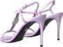 Dolce & Gabbana Paarse Leren Logo Enkelband Sandalen Purple Dames - Thumbnail 4