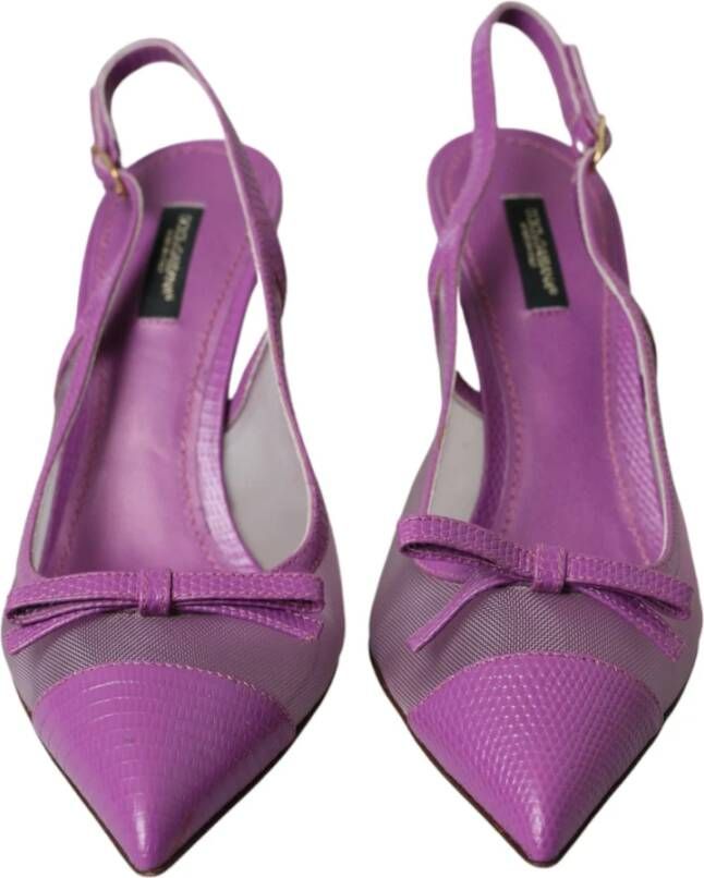 Dolce & Gabbana Paarse Leren Mesh Slingback Hakken Purple Dames