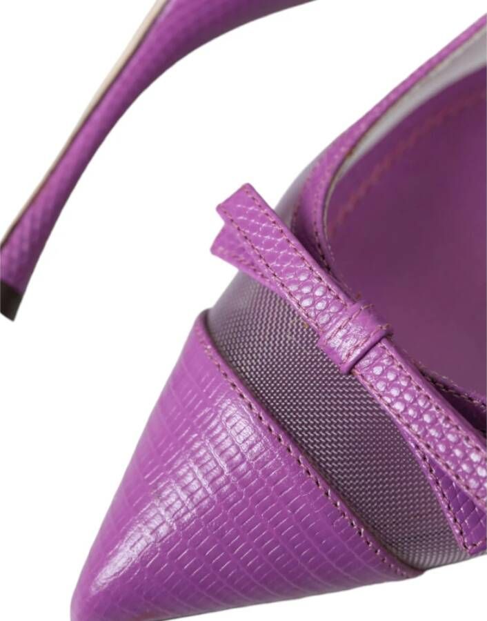 Dolce & Gabbana Paarse Leren Mesh Slingback Hakken Purple Dames