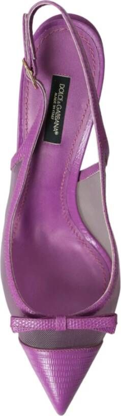 Dolce & Gabbana Paarse Leren Mesh Slingback Hakken Purple Dames