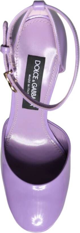 Dolce & Gabbana Paarse Leren Plateau Enkelband Sandalen Purple Dames