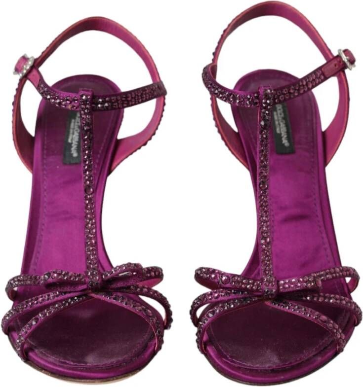 Dolce & Gabbana Paarse Strass Enkelband Sandalen Purple Dames